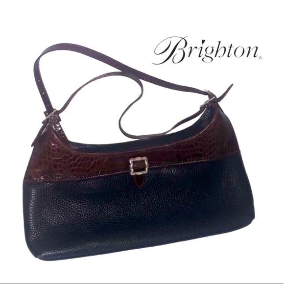 Brighton Handbags - Vintage Brighton Authentic Bag Pebbled & Moc Croc Shoulder Bag